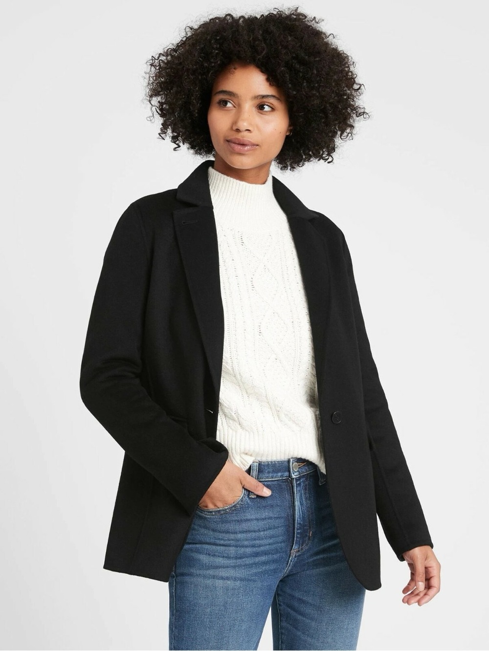 Banana Republic Unlined Double-Faced Wool One-
Button Blazer Jacket Size XS